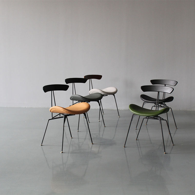 Silla lateral tapizada industrial para comedor, acabado mate, parte trasera abierta, silla de comedor