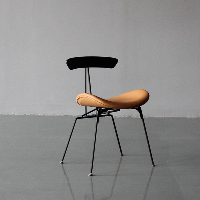Silla lateral tapizada industrial para comedor, acabado mate, parte trasera abierta, silla de comedor