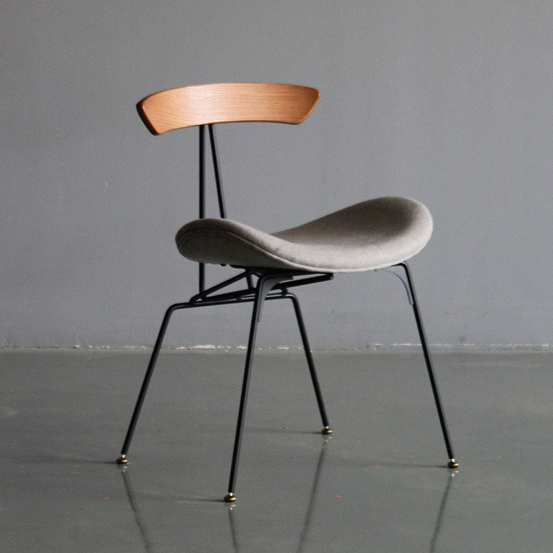 Silla lateral tapizada industrial para comedor, acabado mate, parte trasera abierta, silla de comedor