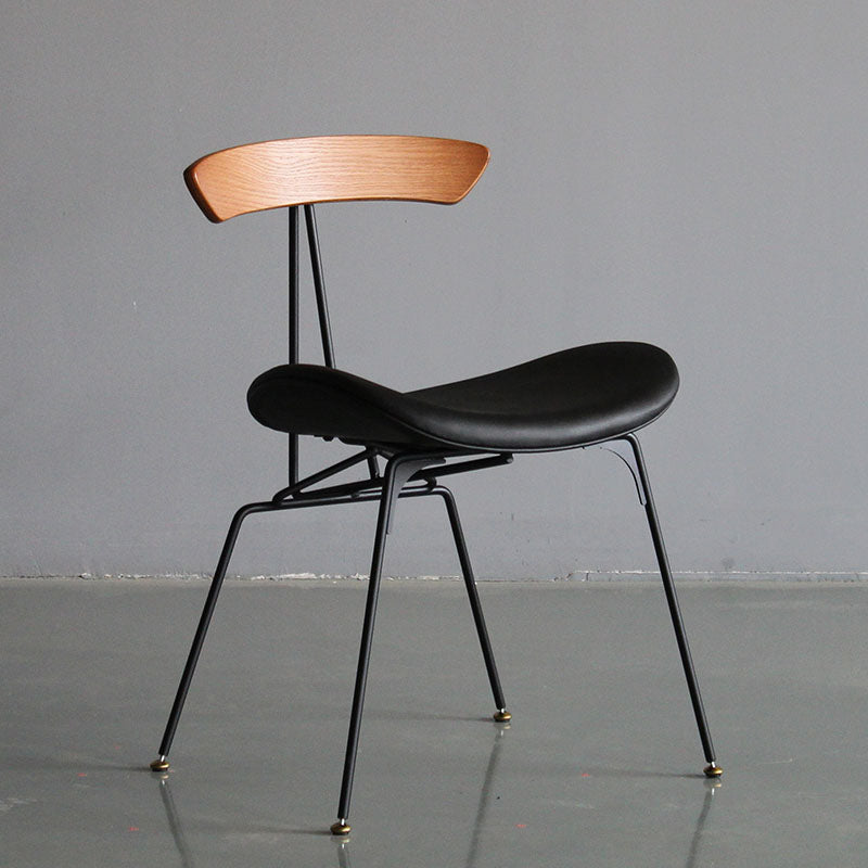 Silla lateral tapizada industrial para comedor, acabado mate, parte trasera abierta, silla de comedor