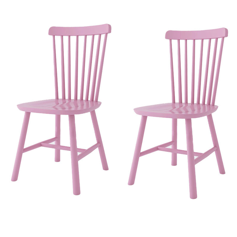 Silla auxiliar escandinava de interior tapizada en madera con respaldo Windsor (juego de 2)