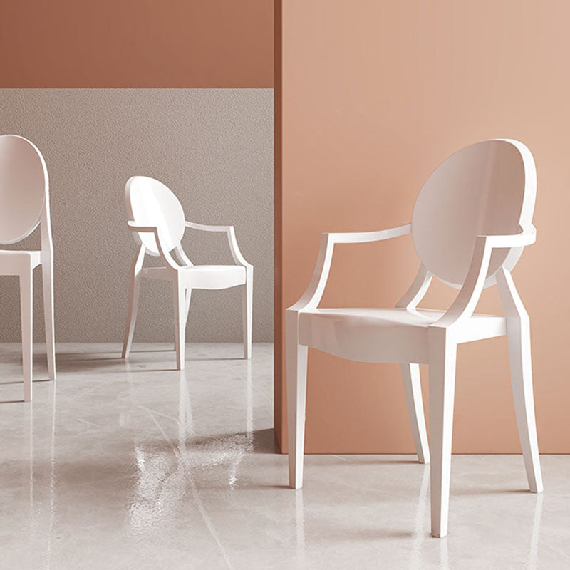 Sillón de comedor de plástico de estilo nórdico, silla lateral de comedor con respaldo abierto para uso doméstico