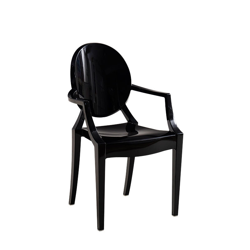 Sillón de comedor de plástico de estilo nórdico, silla lateral de comedor con respaldo abierto para uso doméstico