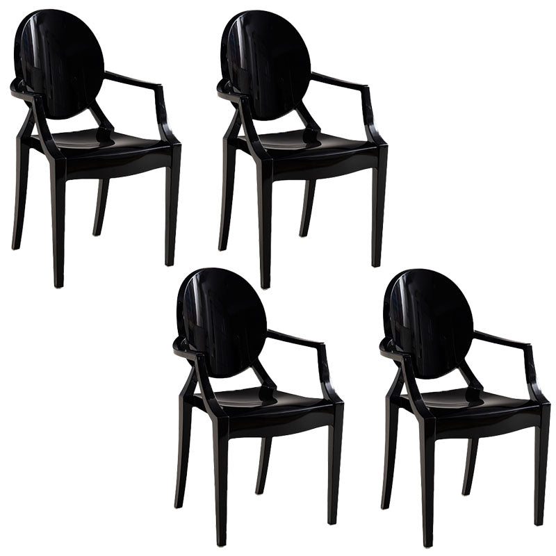 Sillón de comedor de plástico de estilo nórdico, silla lateral de comedor con respaldo abierto para uso doméstico