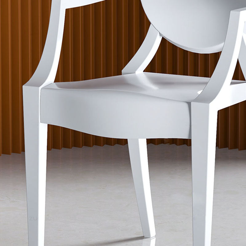 Sillón de comedor de plástico de estilo nórdico, silla lateral de comedor con respaldo abierto para uso doméstico