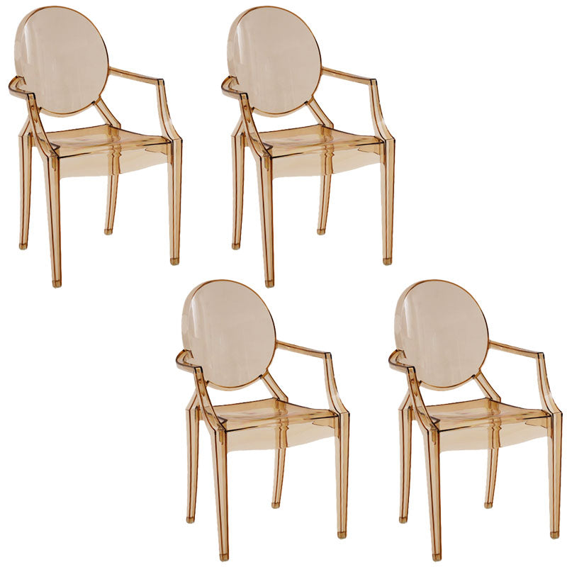 Sillón de comedor de plástico de estilo nórdico, silla lateral de comedor con respaldo abierto para uso doméstico