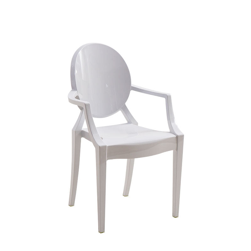 Sillón de comedor de plástico de estilo nórdico, silla lateral de comedor con respaldo abierto para uso doméstico