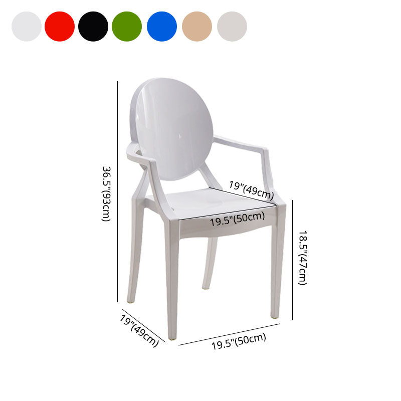 Sillón de comedor de plástico de estilo nórdico, silla lateral de comedor con respaldo abierto para uso doméstico