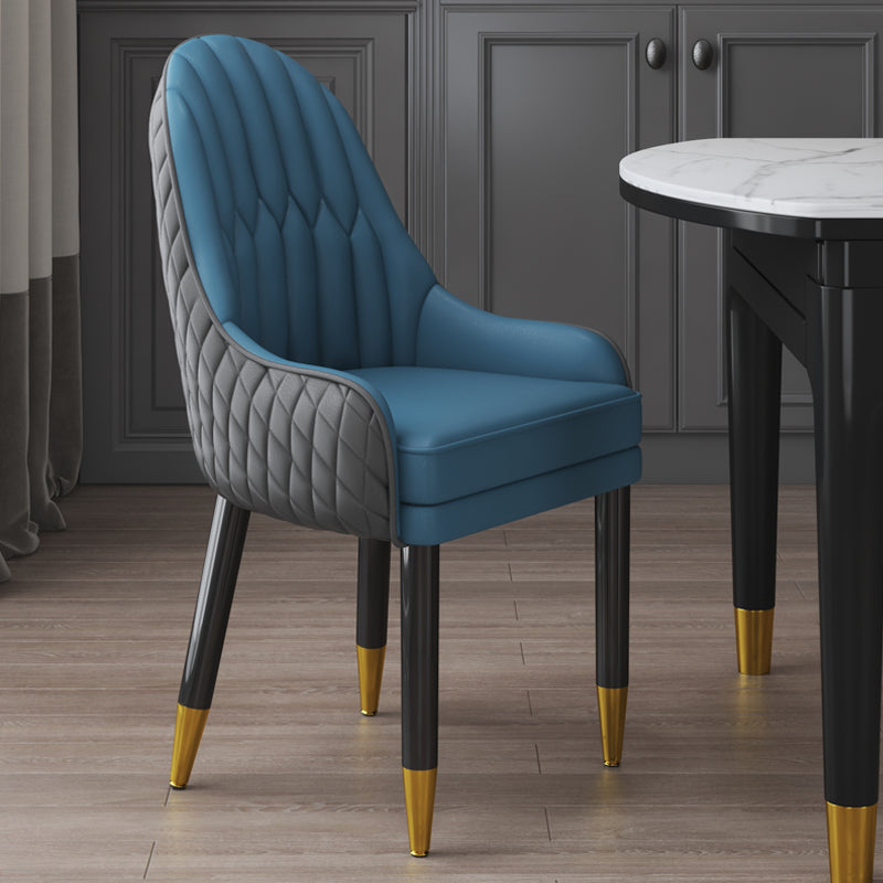 Sillón interior escandinavo tapizado con respaldo Parsons, silla de comedor de madera