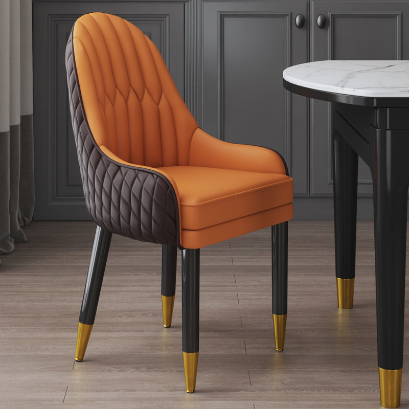 Sillón interior escandinavo tapizado con respaldo Parsons, silla de comedor de madera