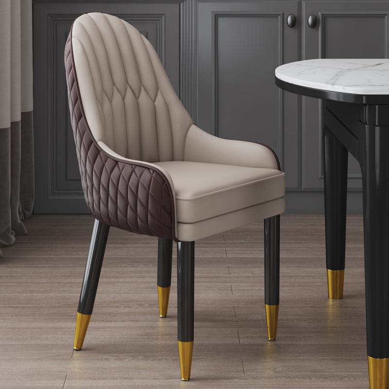 Sillón interior escandinavo tapizado con respaldo Parsons, silla de comedor de madera