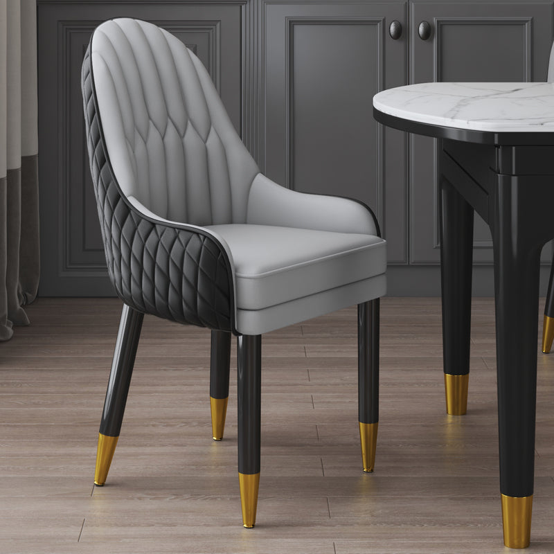 Sillón interior escandinavo tapizado con respaldo Parsons, silla de comedor de madera