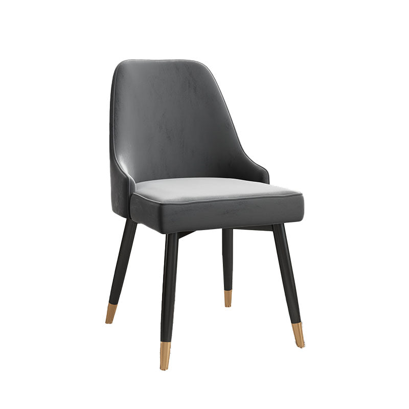 Sillas sin brazos de comedor de metal Glam, sillas Parsons de comedor de cuero PU para restaurante