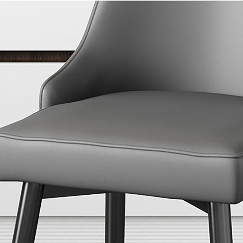 Sillas sin brazos de comedor de metal Glam, sillas Parsons de comedor de cuero PU para restaurante
