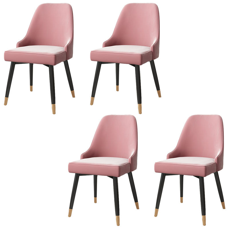 Sillas sin brazos de comedor de metal Glam, sillas Parsons de comedor de cuero PU para restaurante