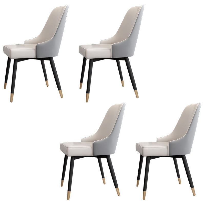 Sillas sin brazos de comedor de metal Glam, sillas Parsons de comedor de cuero PU para restaurante
