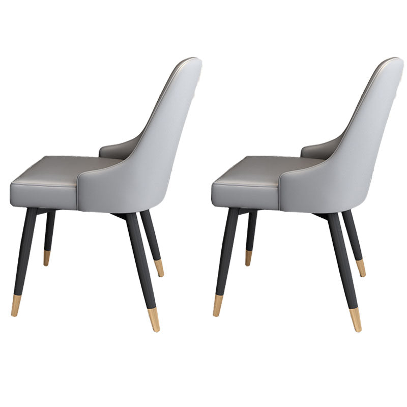 Sillas sin brazos de comedor de metal Glam, sillas Parsons de comedor de cuero PU para restaurante