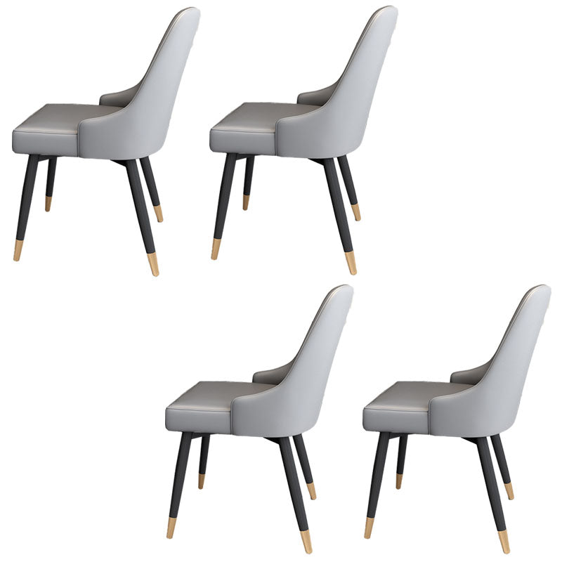 Sillas sin brazos de comedor de metal Glam, sillas Parsons de comedor de cuero PU para restaurante