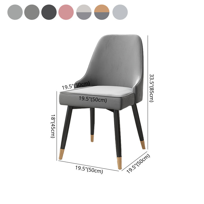 Sillas sin brazos de comedor de metal Glam, sillas Parsons de comedor de cuero PU para restaurante