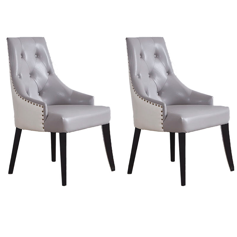 Silla de comedor de madera maciza de estilo victoriano, silla de comedor capitoné sin brazos para uso doméstico (juego de 2)
