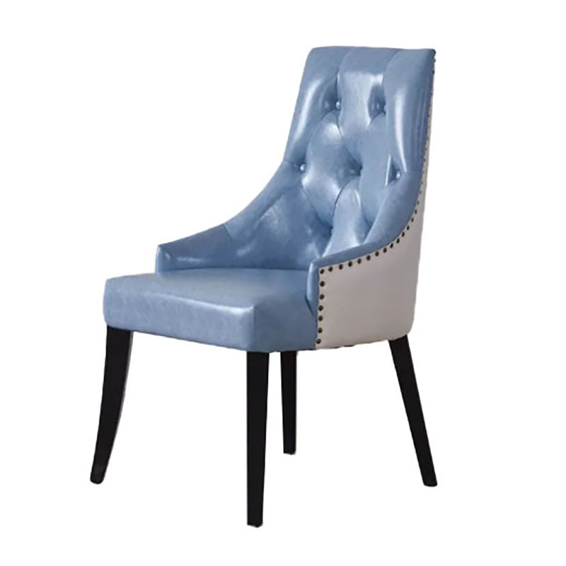 Silla de comedor de madera maciza de estilo victoriano, silla de comedor capitoné sin brazos para uso doméstico (juego de 2)