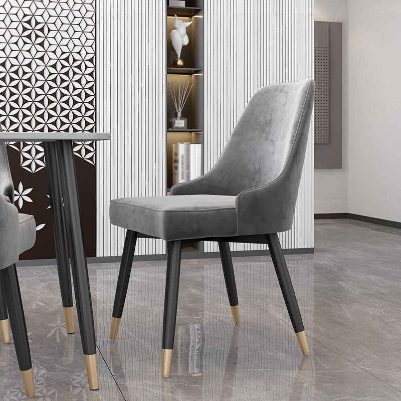 Sillas sin brazos de comedor de metal Glam, sillas de comedor tapizadas Parsons para restaurante