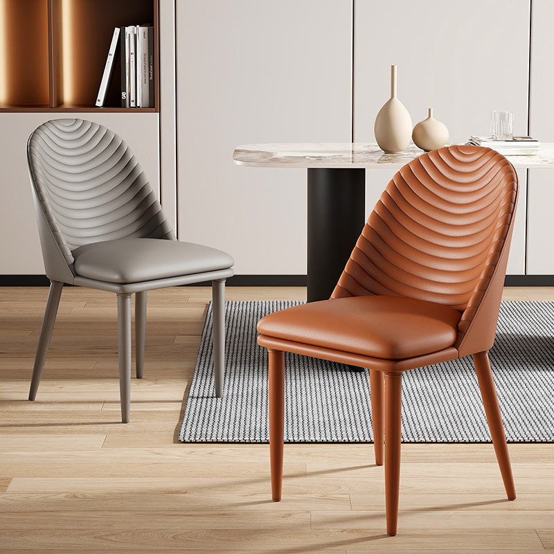 Silla de comedor de metal de estilo moderno, silla auxiliar sin brazos para cocina (juego de 2)
