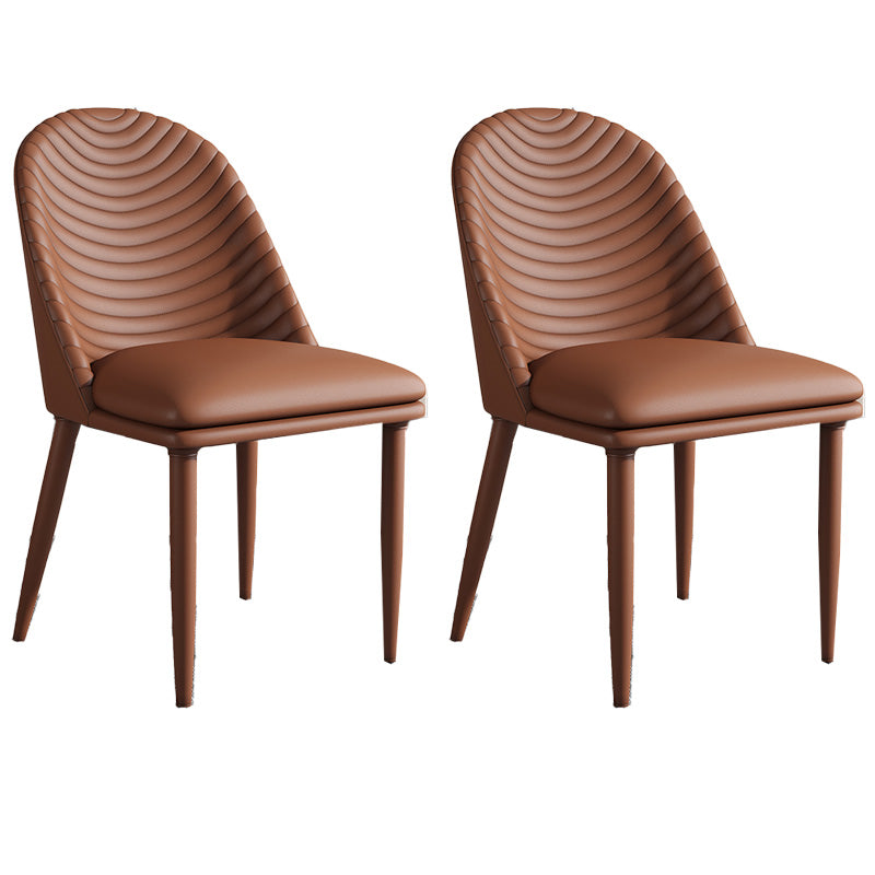 Silla de comedor de metal de estilo moderno, silla auxiliar sin brazos para cocina (juego de 2)