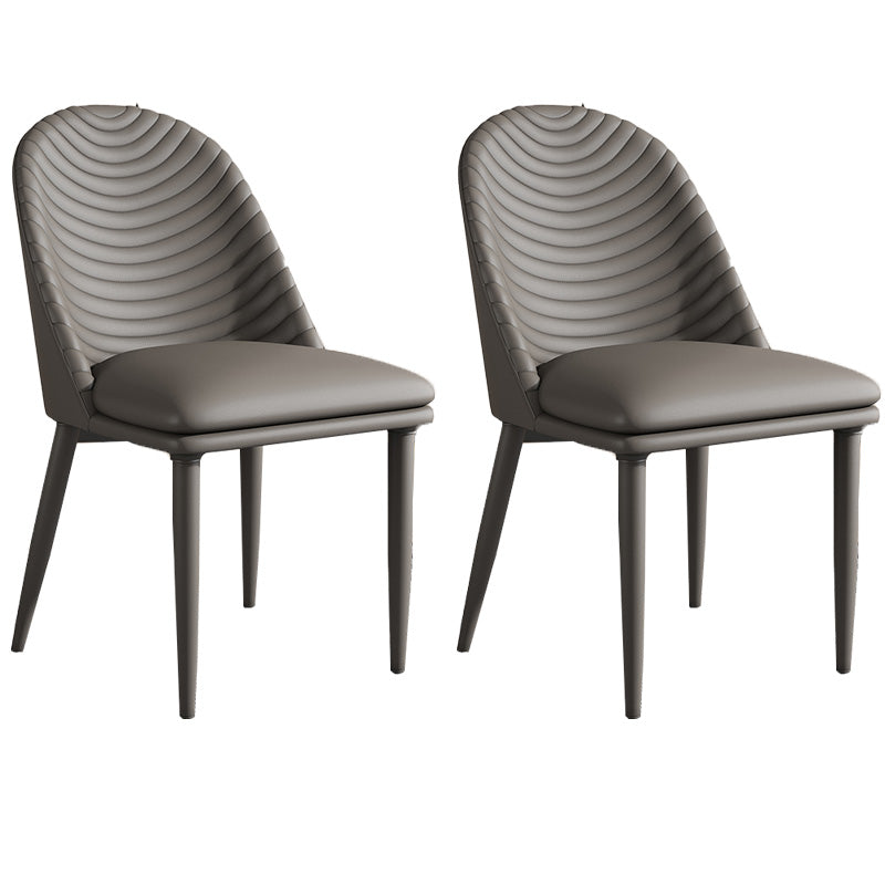 Silla de comedor de metal de estilo moderno, silla auxiliar sin brazos para cocina (juego de 2)