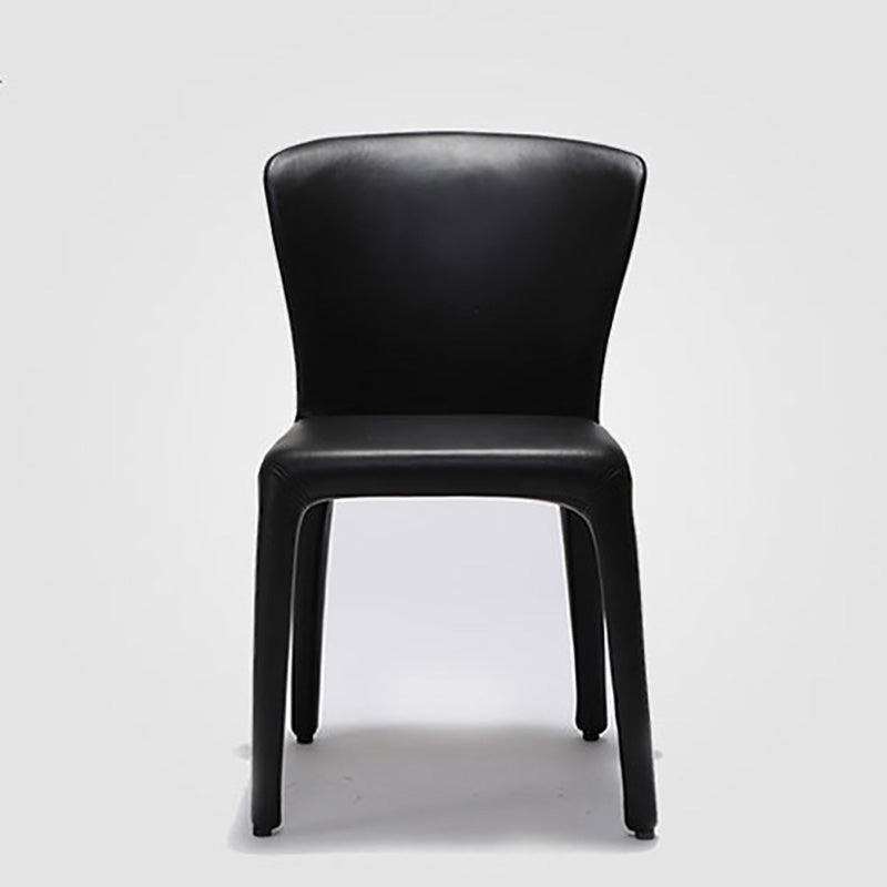Silla de comedor de metal de estilo contemporáneo, silla individual lateral sin brazos para cocina