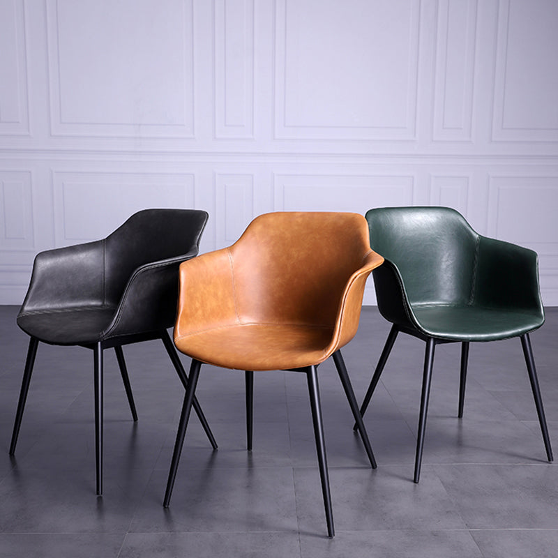 Industrial Metal Dining Room Armchair Upholstered Side Leather Chairs for Home Use