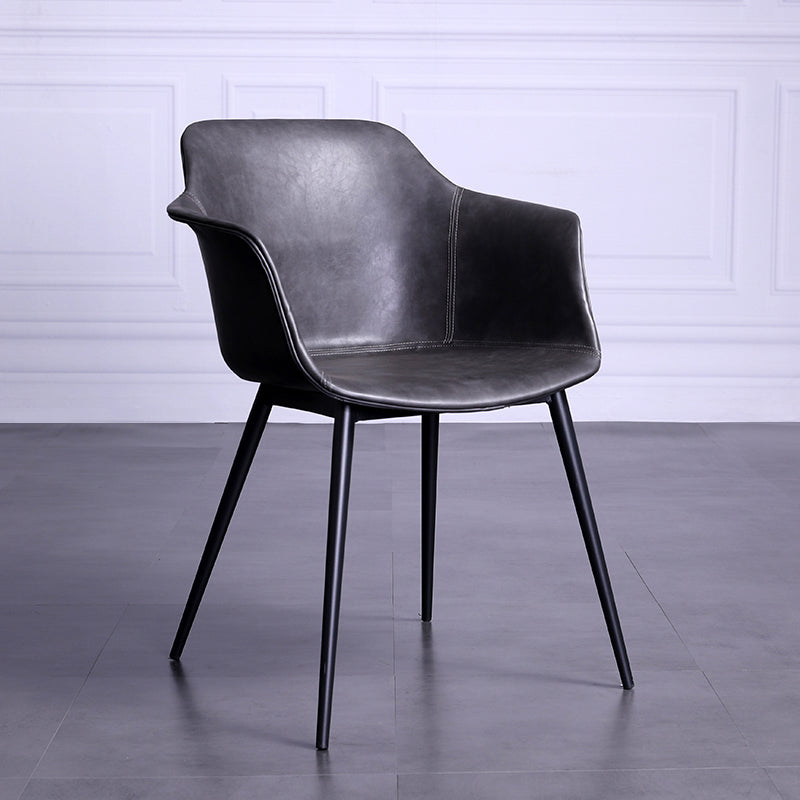 Industrial Metal Dining Room Armchair Upholstered Side Leather Chairs for Home Use