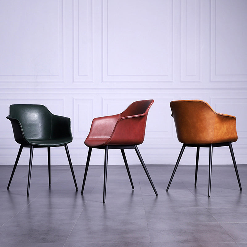 Industrial Metal Dining Room Armchair Upholstered Side Leather Chairs for Home Use