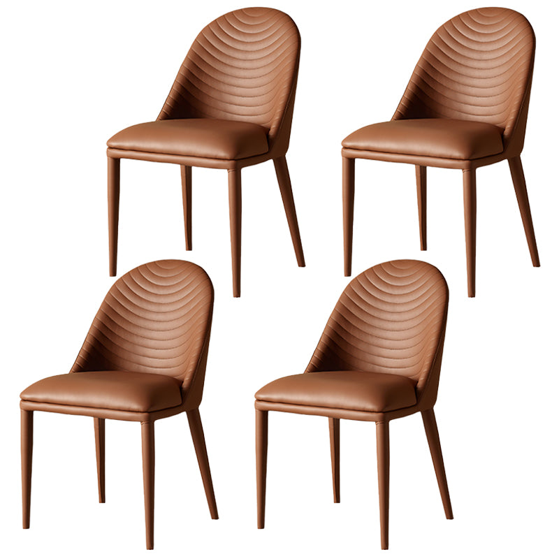 Sillas contemporáneas del comedor del metal que cenan las sillas sin brazos de la piel sintética