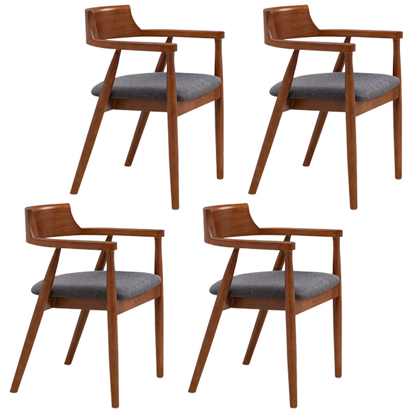 Silla de comedor de cuero contemporánea con respaldo abierto de madera