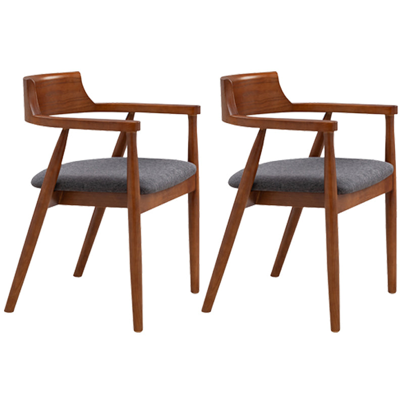 Silla de comedor de cuero contemporánea con respaldo abierto de madera