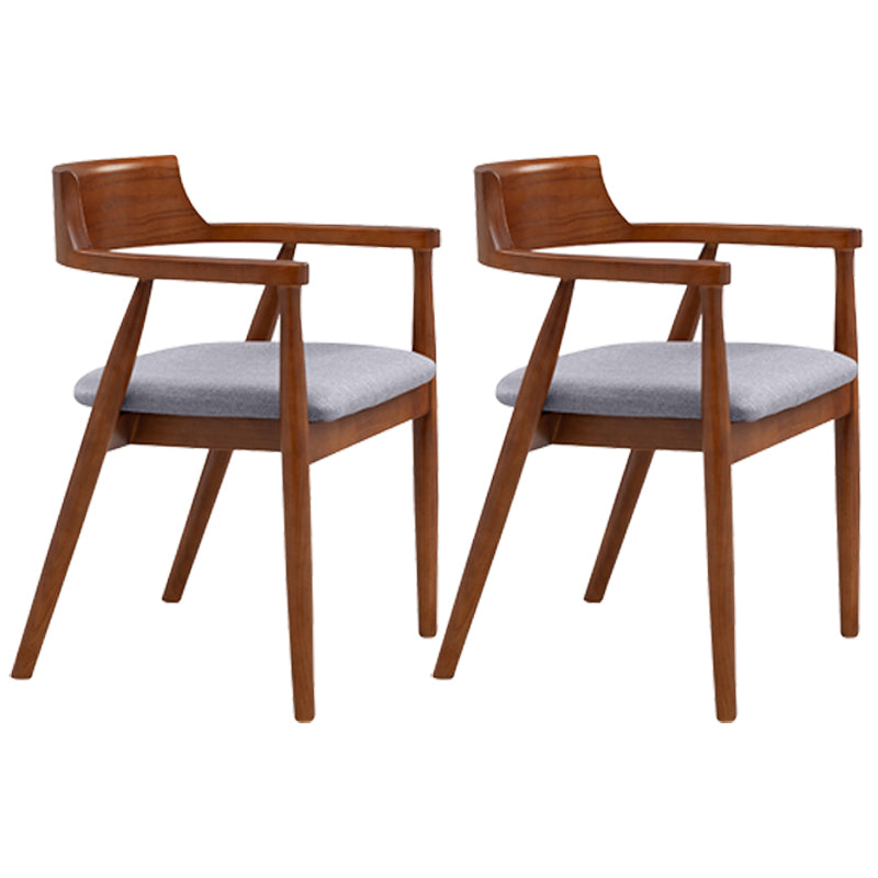 Silla de comedor de cuero contemporánea con respaldo abierto de madera