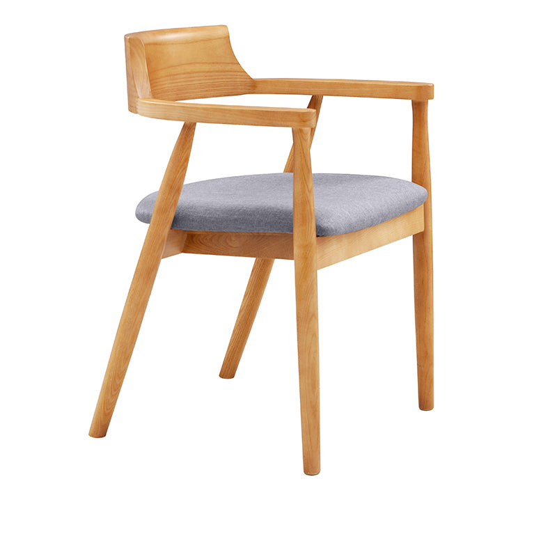 Silla de comedor de cuero contemporánea con respaldo abierto de madera