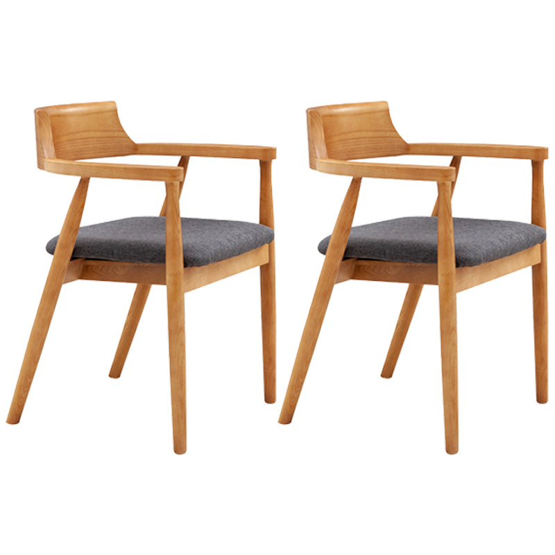 Silla de comedor de cuero contemporánea con respaldo abierto de madera