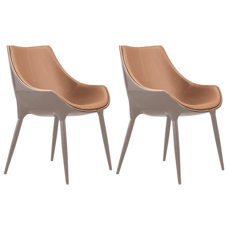 Indoor moderne stijl zijstoel Solid Back Metal gestoffeerde eetkamerstoel (set van 2)