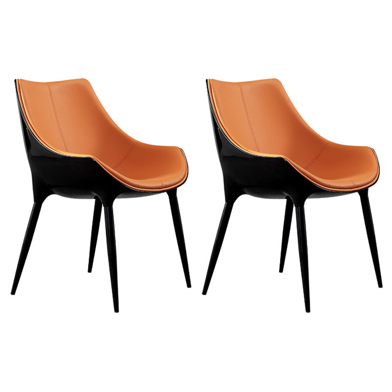 Indoor moderne stijl zijstoel Solid Back Metal gestoffeerde eetkamerstoel (set van 2)