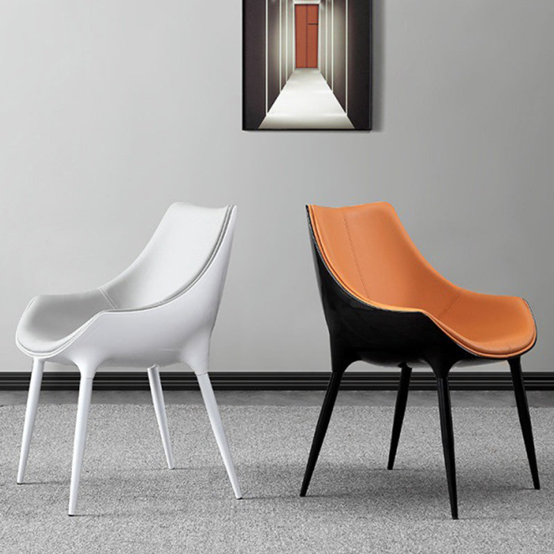 Indoor moderne stijl zijstoel Solid Back Metal gestoffeerde eetkamerstoel (set van 2)