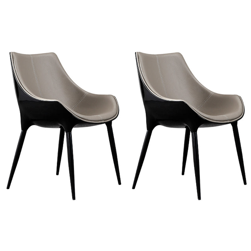 Indoor moderne stijl zijstoel Solid Back Metal gestoffeerde eetkamerstoel (set van 2)