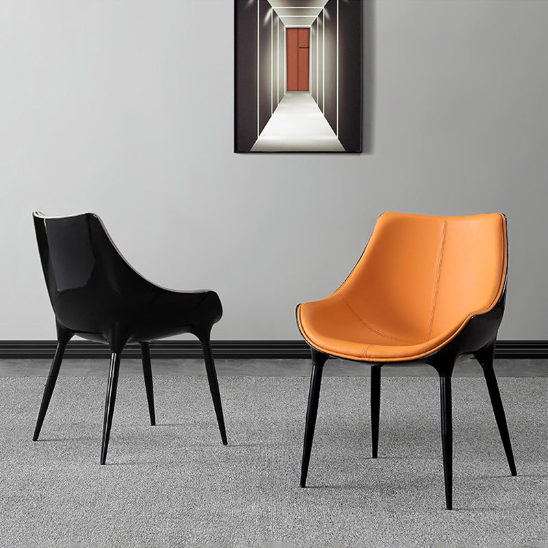 Indoor moderne stijl zijstoel Solid Back Metal gestoffeerde eetkamerstoel (set van 2)