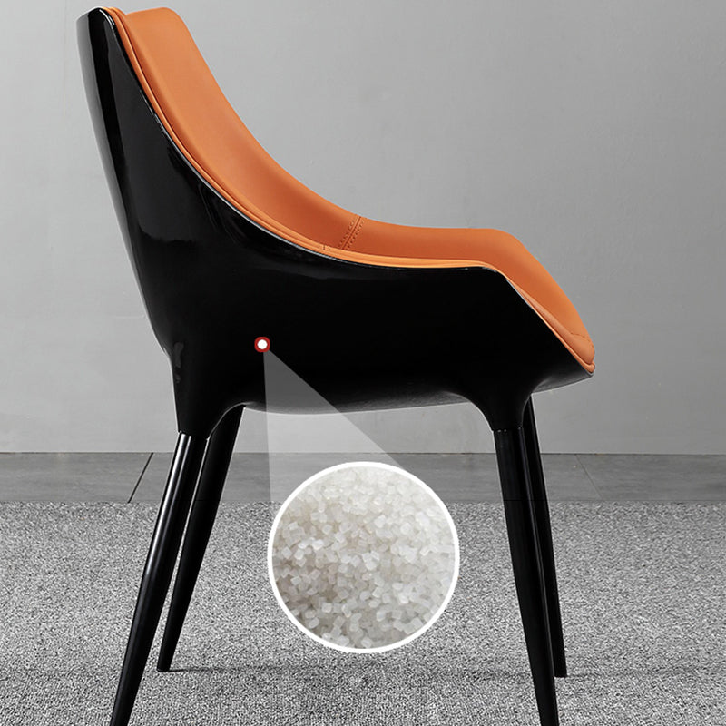 Indoor moderne stijl zijstoel Solid Back Metal gestoffeerde eetkamerstoel (set van 2)