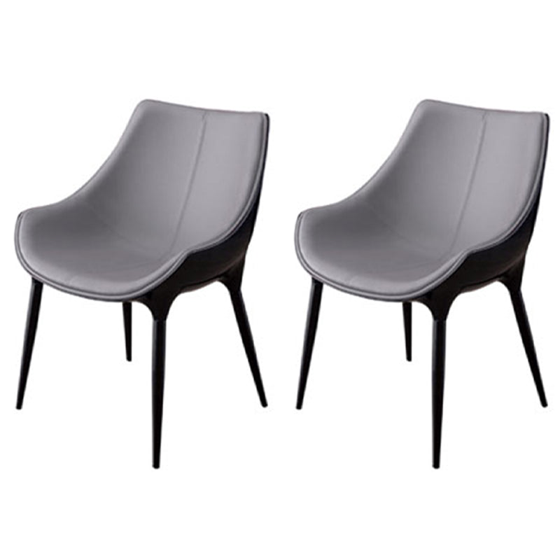 Silla auxiliar para el hogar de estilo moderno, silla de comedor tapizada de metal con respaldo sólido (juego de 2)