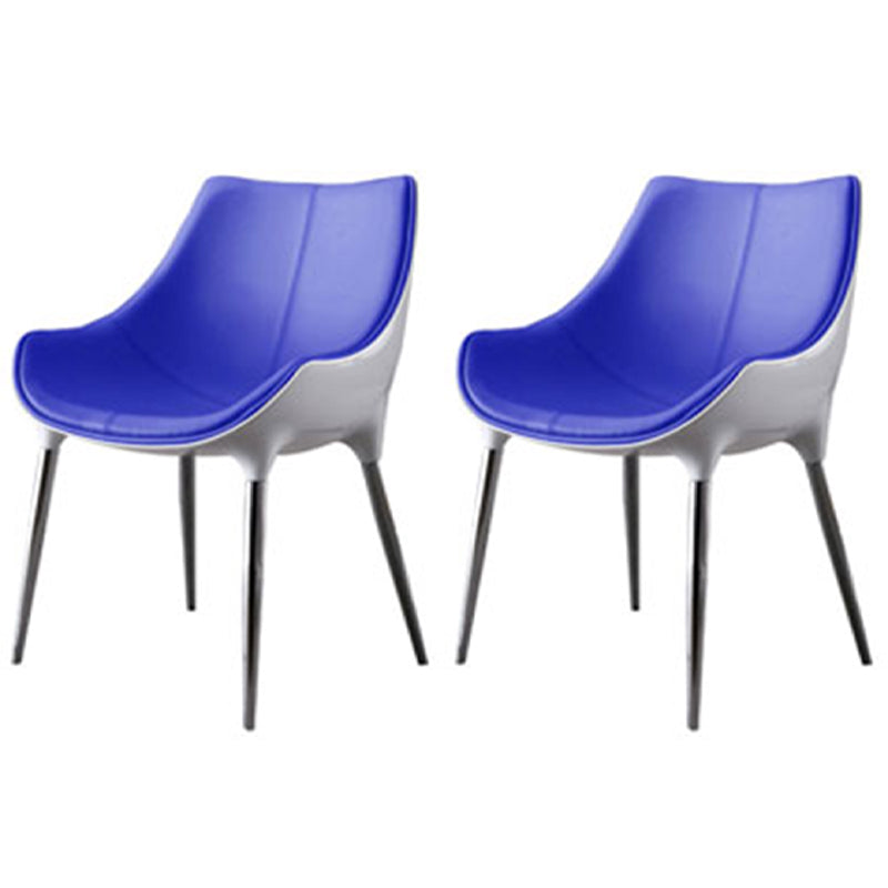 Silla auxiliar para el hogar de estilo moderno, silla de comedor tapizada de metal con respaldo sólido (juego de 2)