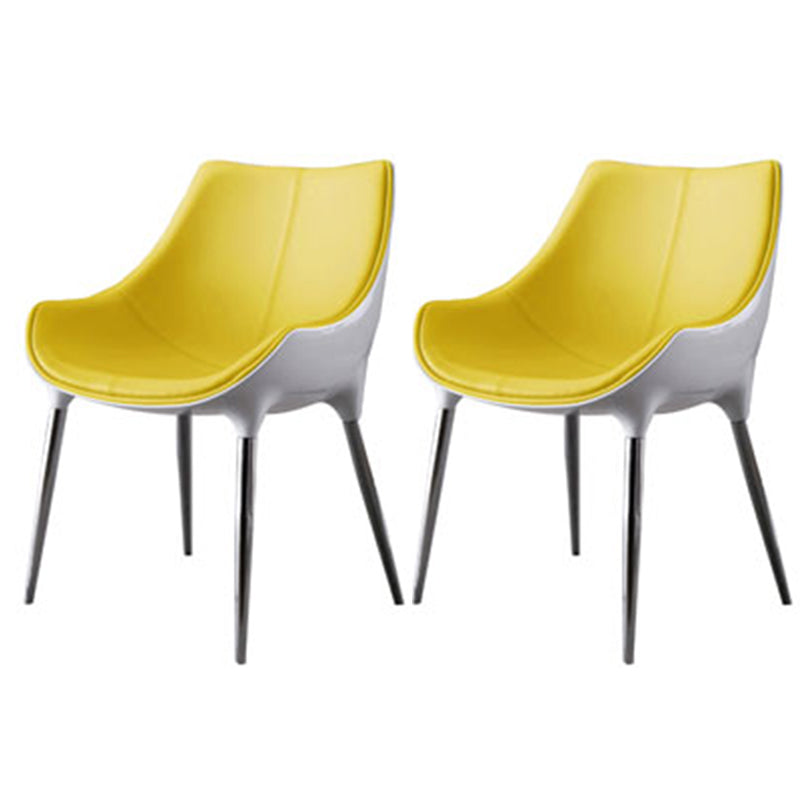 Silla auxiliar para el hogar de estilo moderno, silla de comedor tapizada de metal con respaldo sólido (juego de 2)