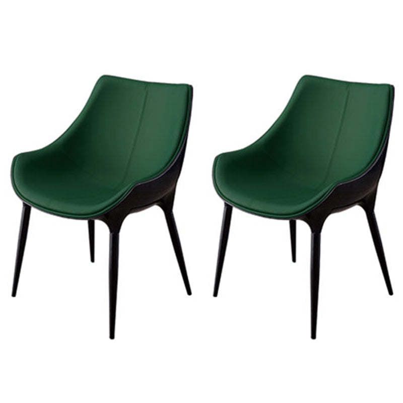 Silla auxiliar para el hogar de estilo moderno, silla de comedor tapizada de metal con respaldo sólido (juego de 2)