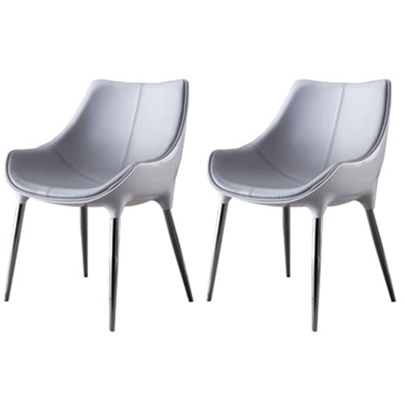 Silla auxiliar para el hogar de estilo moderno, silla de comedor tapizada de metal con respaldo sólido (juego de 2)